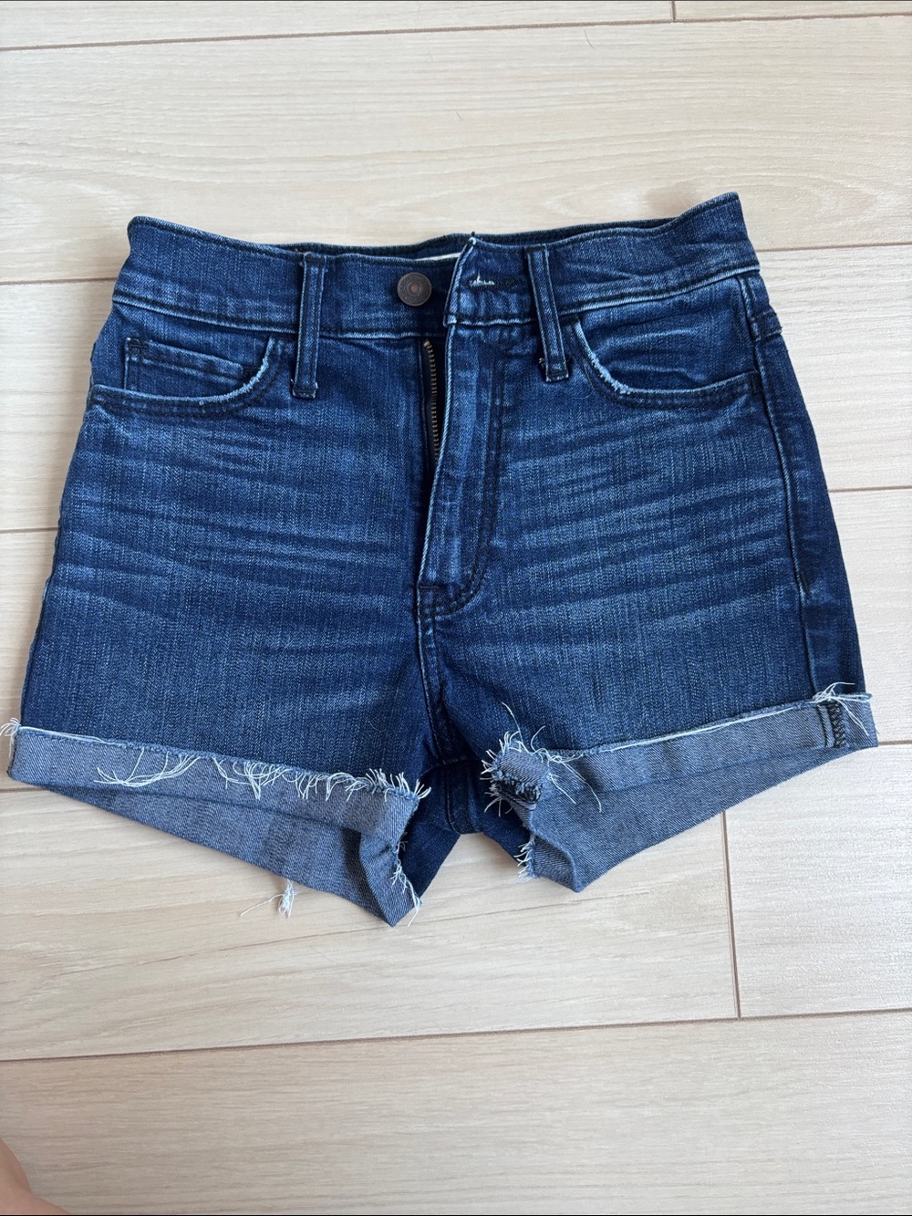 Abercrombie & Fitch Dark Indigo Rolled Hem Denim Shorts